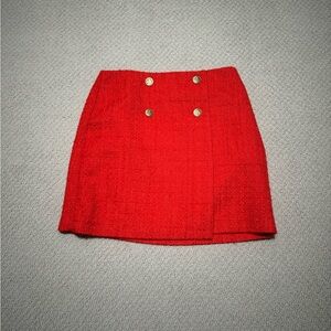LOFT Red Pencil Mini Skirt Tweed